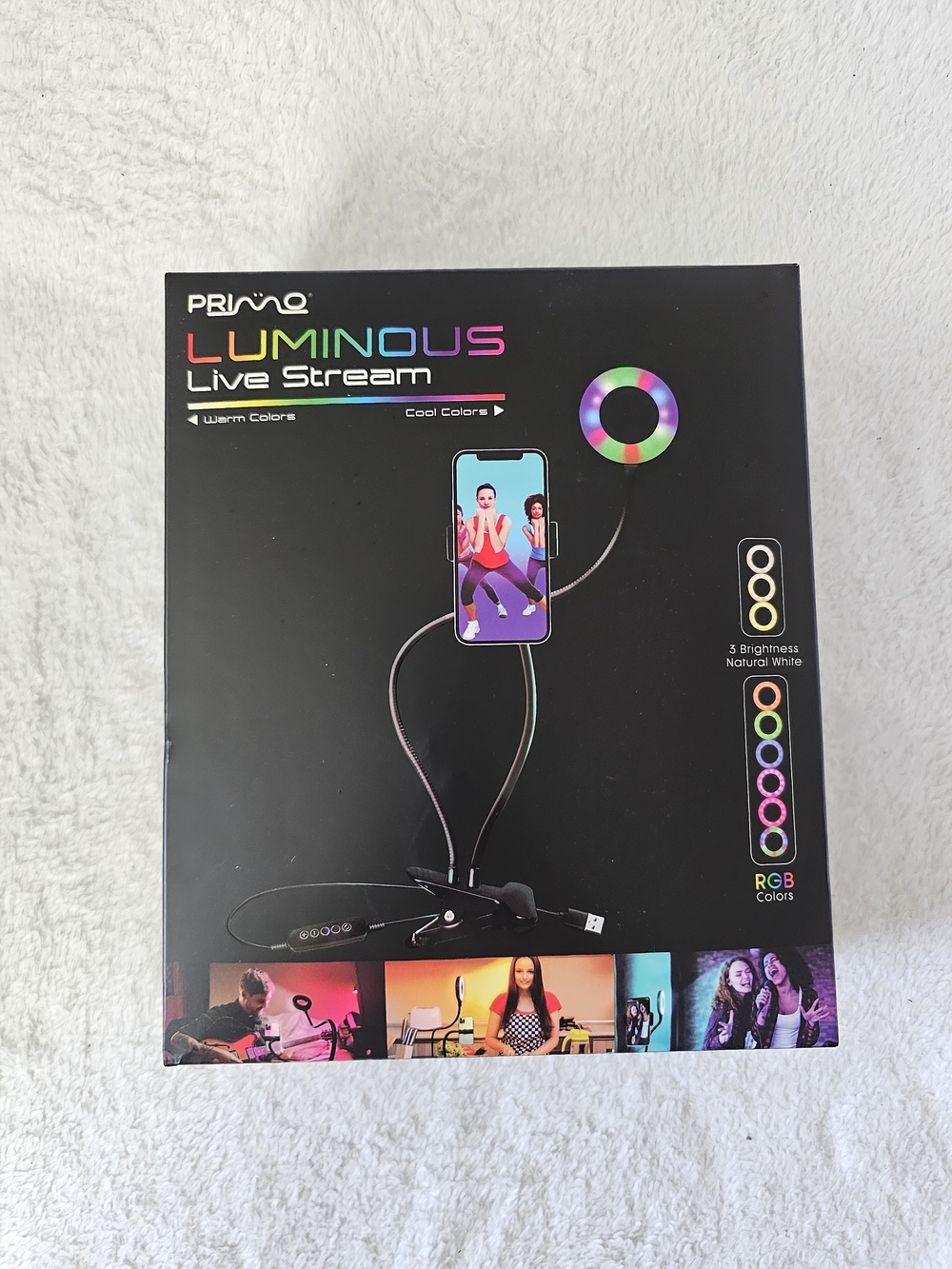 Luminous Live Stream RGB Ring Light & Phone Holder - Black NWT